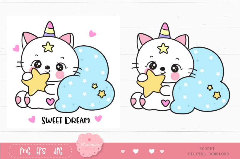 cat-unicorn-clipart-animal-sleeping-cartoon-kawaii-kitten