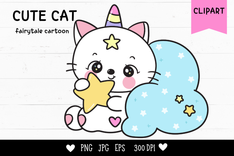 cat-unicorn-clipart-animal-sleeping-cartoon-kawaii-kitten