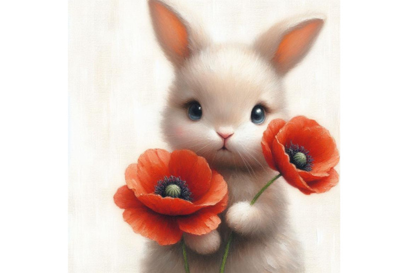 4-cute-bunny-holding-a-red-poppy