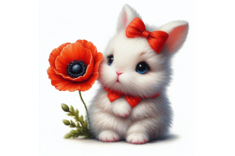 4-cute-bunny-holding-a-red-poppy