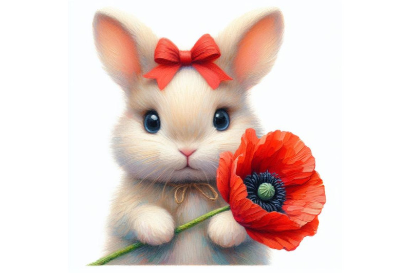 4-cute-bunny-holding-a-red-poppy