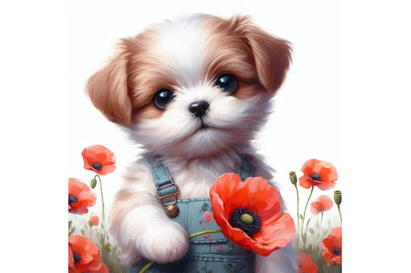 4-cute-dog-holding-a-red-poppy