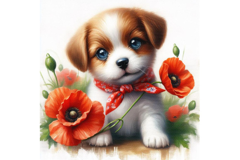 4-cute-dog-holding-a-red-poppy