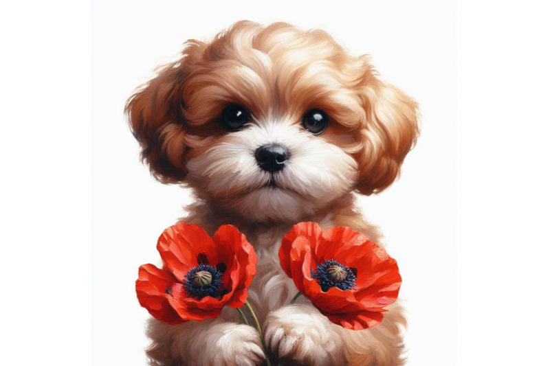 4-cute-dog-holding-a-red-poppy