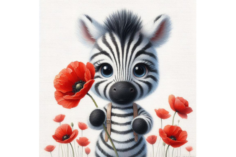 4-cute-zebra-holding-a-red-poppy