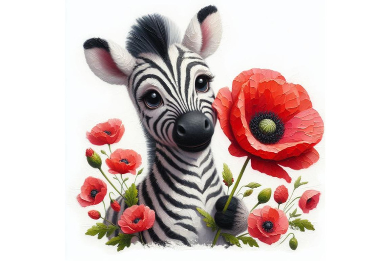 4-cute-zebra-holding-a-red-poppy