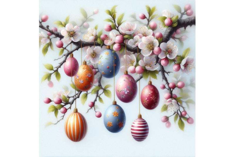 4-easter-eggs-hanging-on-plum-branc