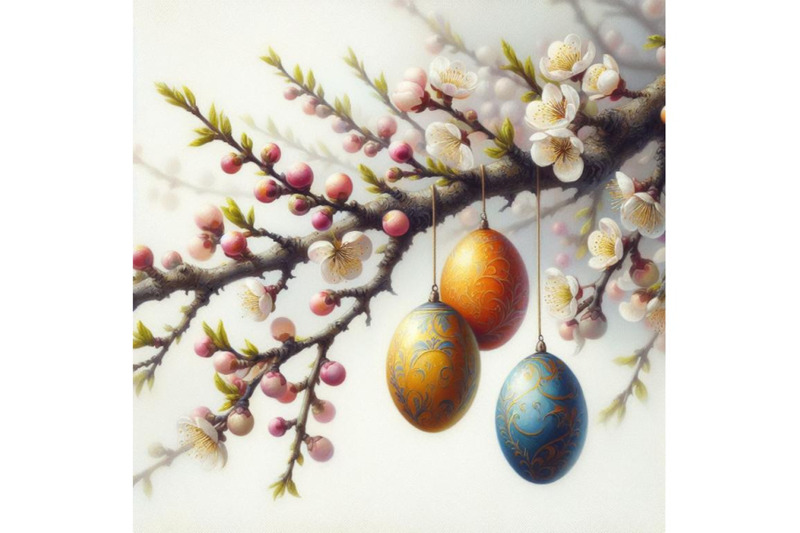 4-easter-eggs-hanging-on-plum-branc