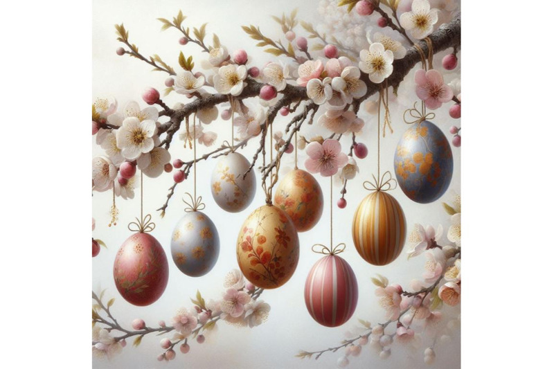 4-easter-eggs-hanging-on-plum-branc