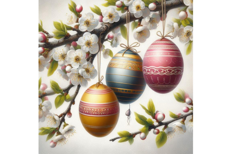 4-easter-eggs-hanging-on-plum-branc