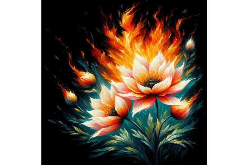 4-flower-fire-beautiful-fire-flower-on-b