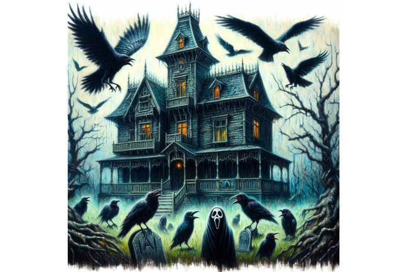 4-haunted-house-with-crows-and-h