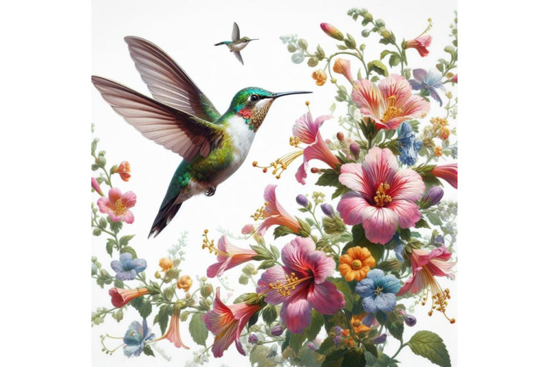 4-hummingbird-flying-around-flowers