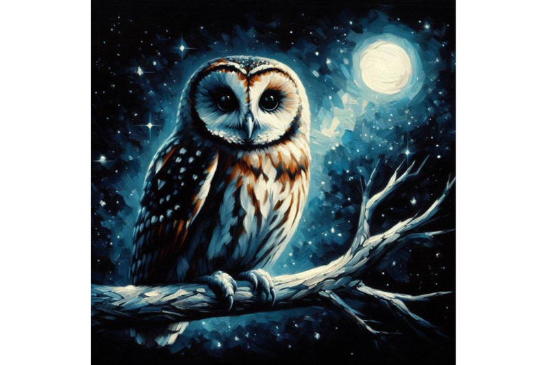 4-owl-bird-sitting-on-branch-at-night