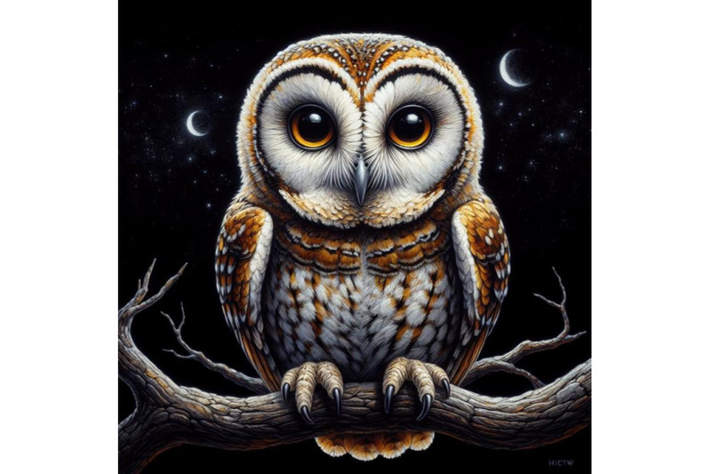 4-owl-bird-sitting-on-branch-at-night