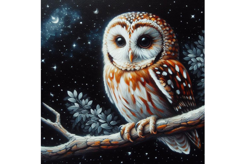 4-owl-bird-sitting-on-branch-at-night