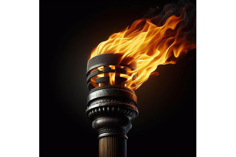 4-torch-with-flames-on-black-backg