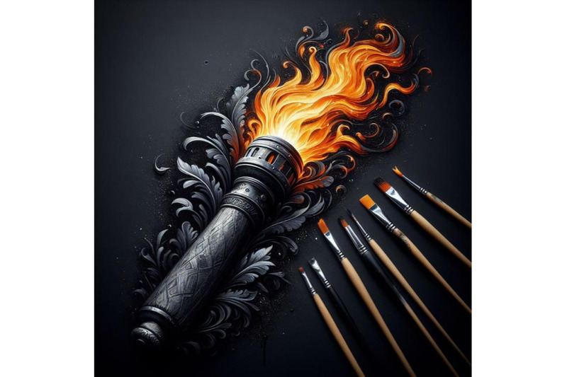 4-torch-with-flames-on-black-backg