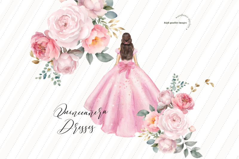 pink-princess-dresses-quinceaera-clipart-pink-flowers