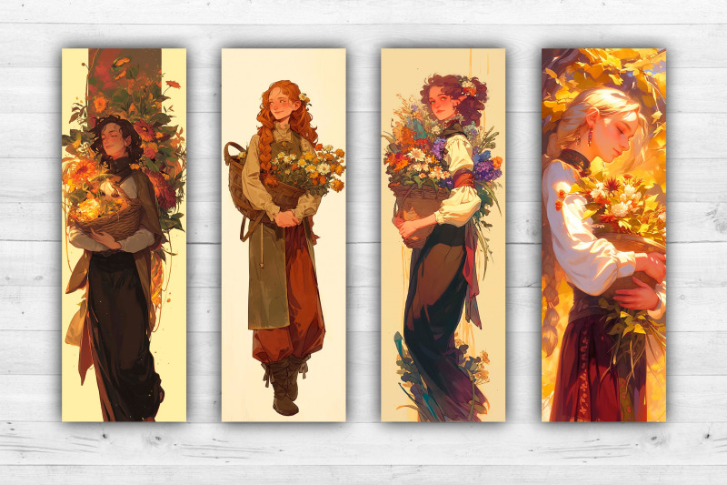 woman-with-flowers-bookmarks-printable-2x6-inch