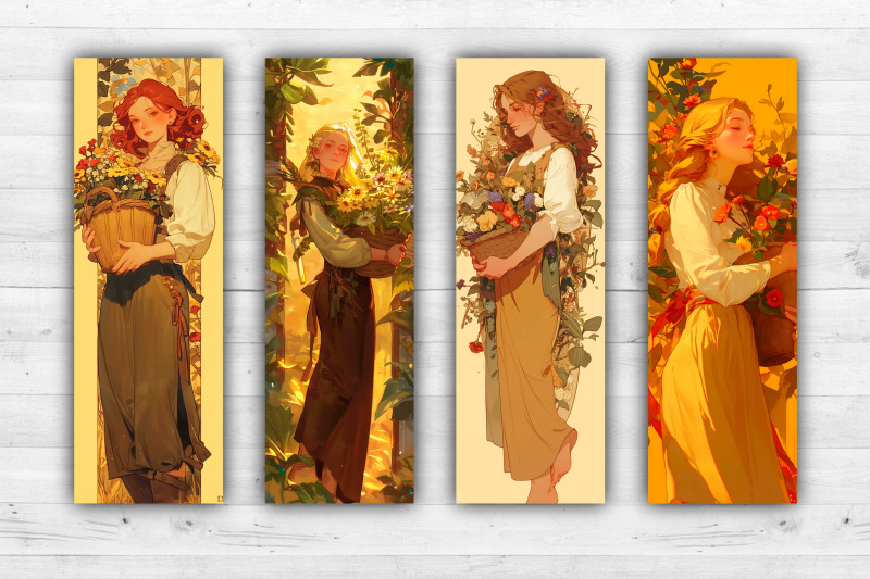 woman-with-flowers-bookmarks-printable-2x6-inch