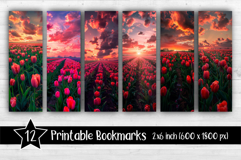 tulip-field-bookmarks-printable-2x6-inch