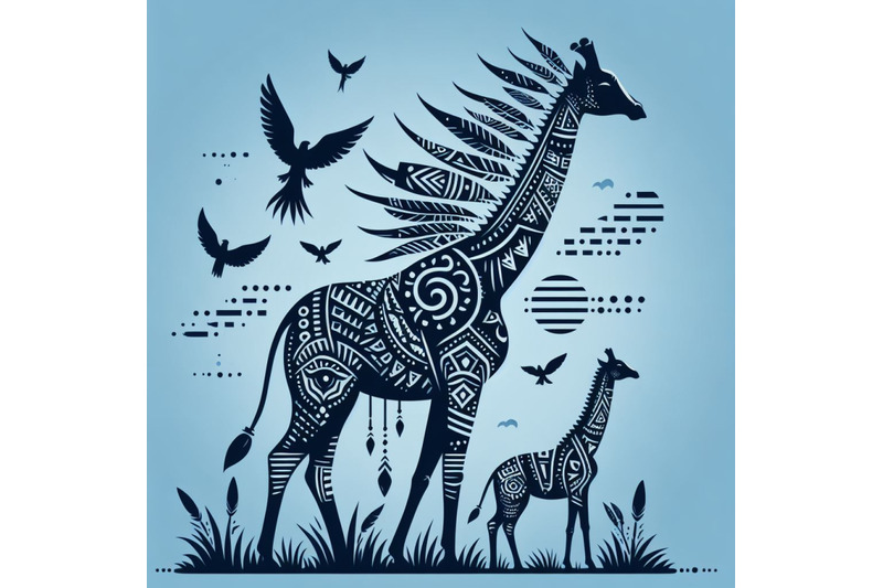 a-bundle-of-4-animal-tribal-giraffe