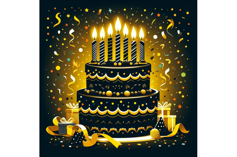 a-bundle-of-4-thday-cake-with-candles-and-confettithday-cake-with-can