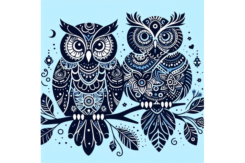 a-bundle-of-2-decorative-owls-tribal-decorati