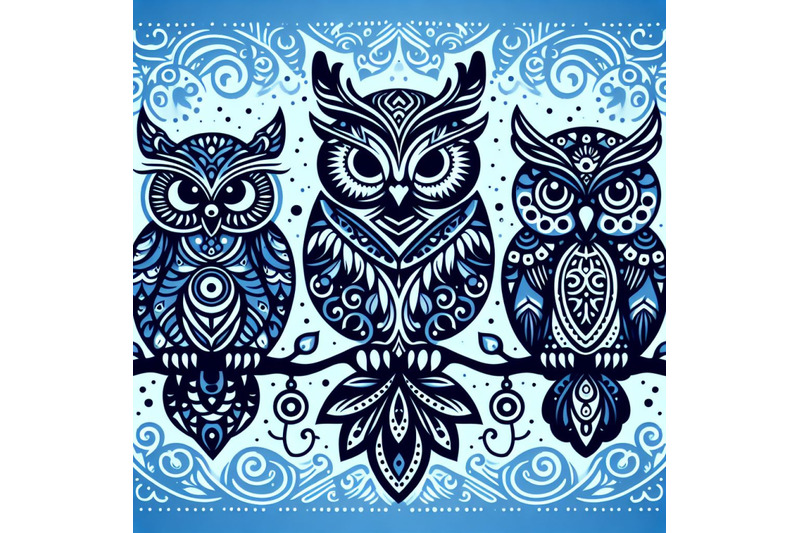 a-bundle-of-2-decorative-owls-tribal-decorati