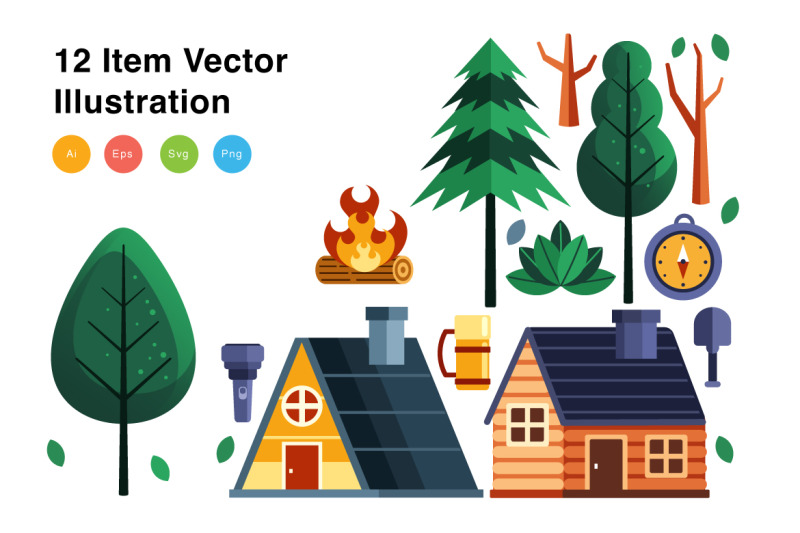 cabin-elements-vector-illustration