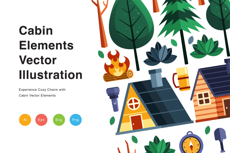 cabin-elements-vector-illustration