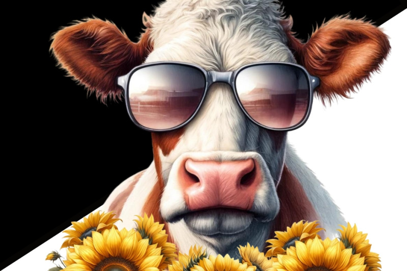 sunflower-cow-sublimation-design-farm-animals-png