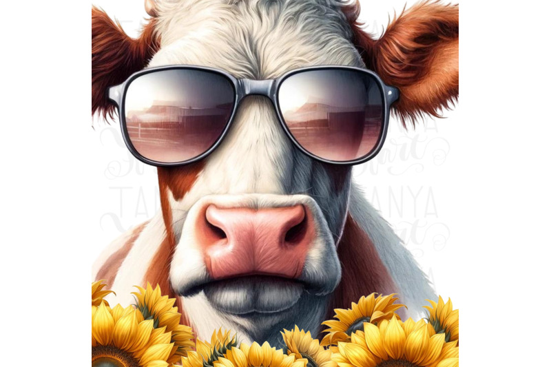 sunflower-cow-sublimation-design-farm-animals-png