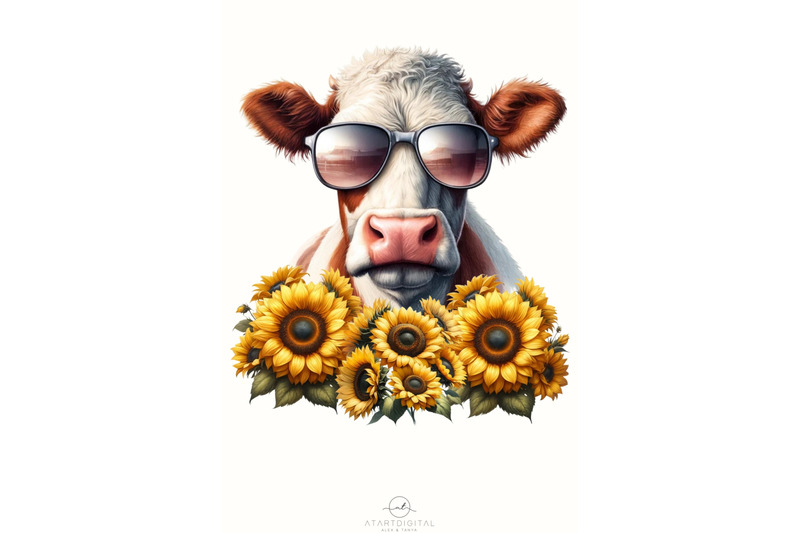 sunflower-cow-sublimation-design-farm-animals-png