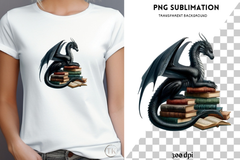 dragon-reading-book-png-digital-download