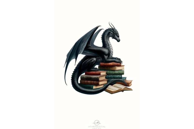 dragon-reading-book-png-digital-download