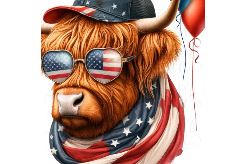 patriotic-highland-cow-sublimation-design-independence-day