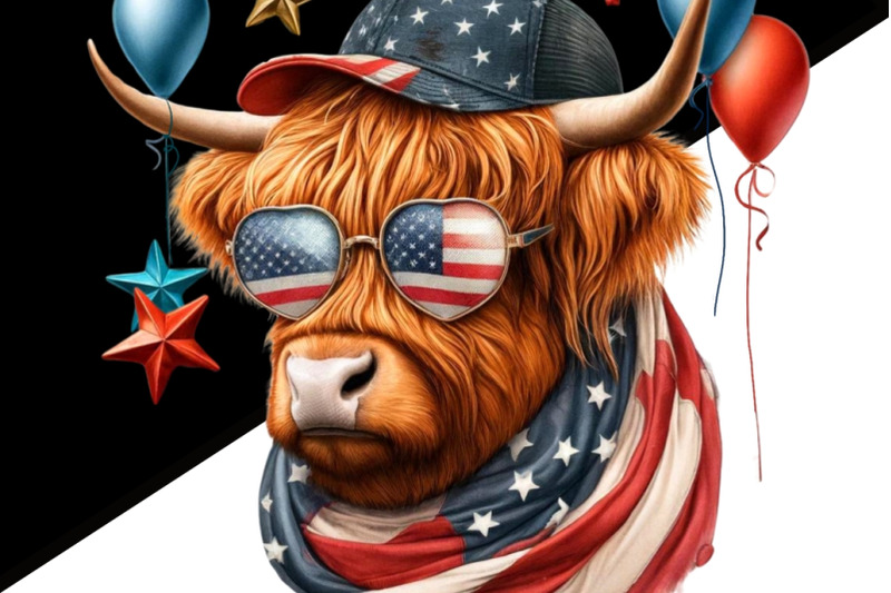 patriotic-highland-cow-sublimation-design-independence-day