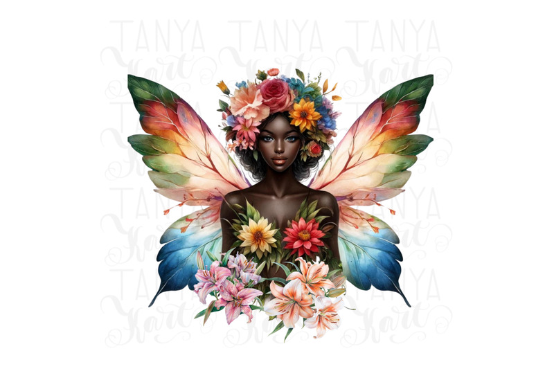 floral-fairy-melanin-amp-black-girl-png