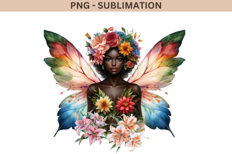 floral-fairy-melanin-amp-black-girl-png