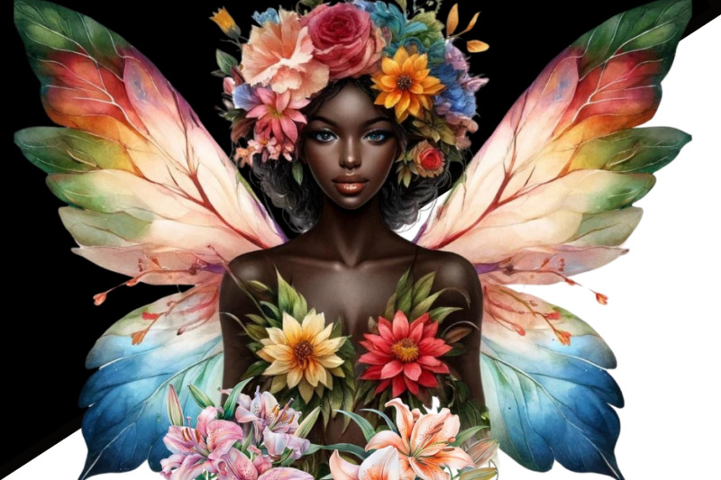 floral-fairy-melanin-amp-black-girl-png