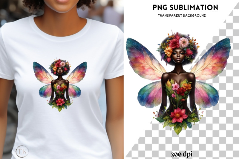 floral-fairy-melanin-printable-design-digital-download