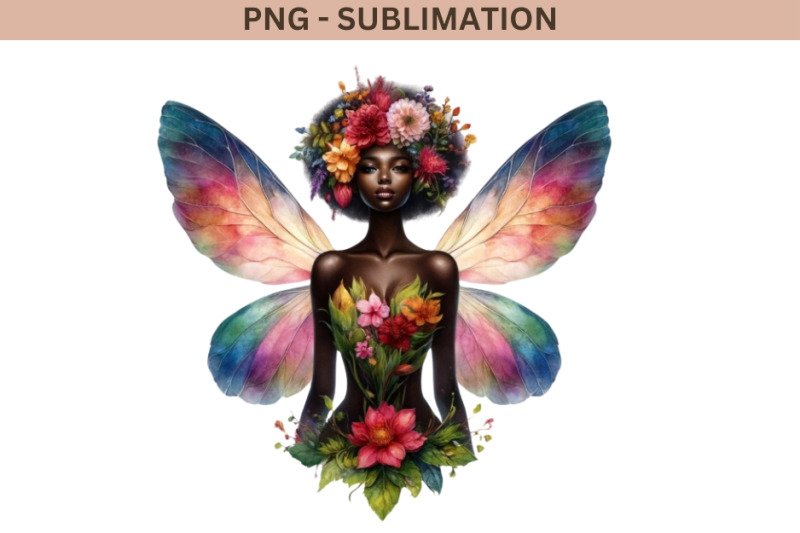 floral-fairy-melanin-printable-design-digital-download