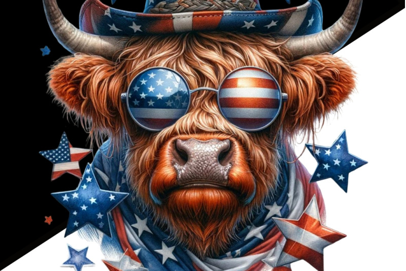 highland-cow-with-sunglasses-memorial-day-freedom-png