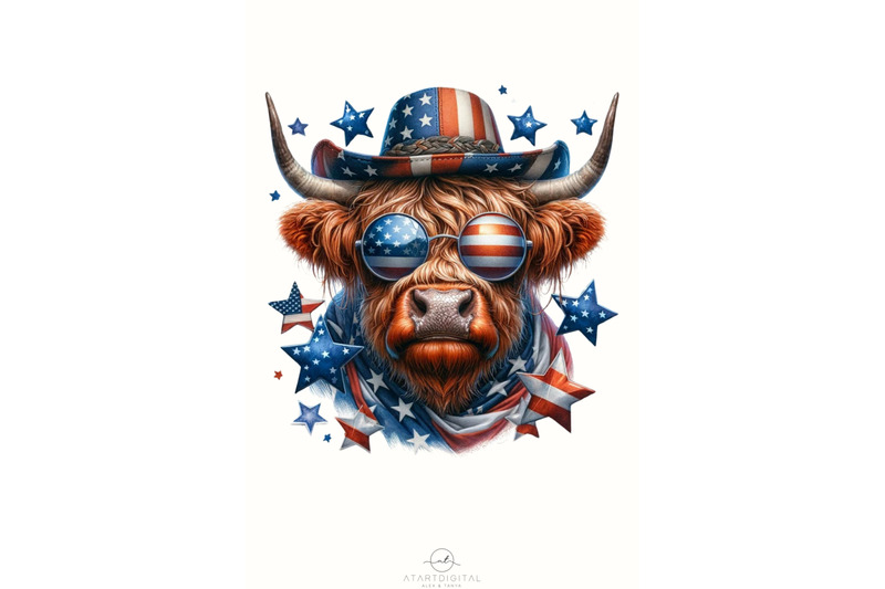 highland-cow-with-sunglasses-memorial-day-freedom-png