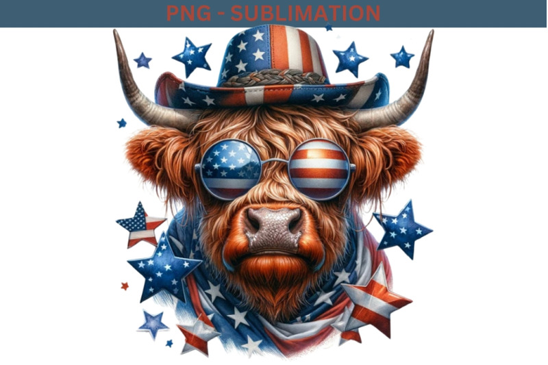 highland-cow-with-sunglasses-memorial-day-freedom-png