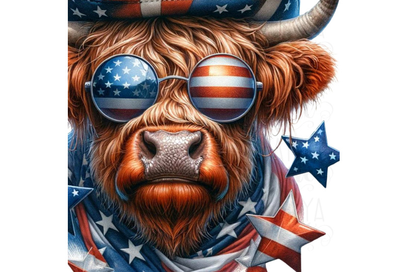 highland-cow-with-sunglasses-memorial-day-freedom-png