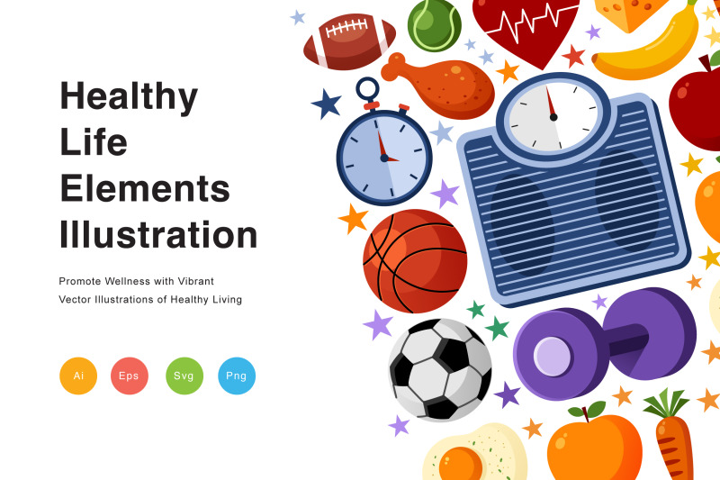 healthy-life-elements-vector-illustration