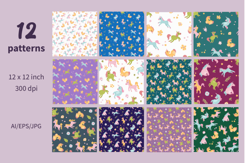 unicorn-paper-seamless-patterns